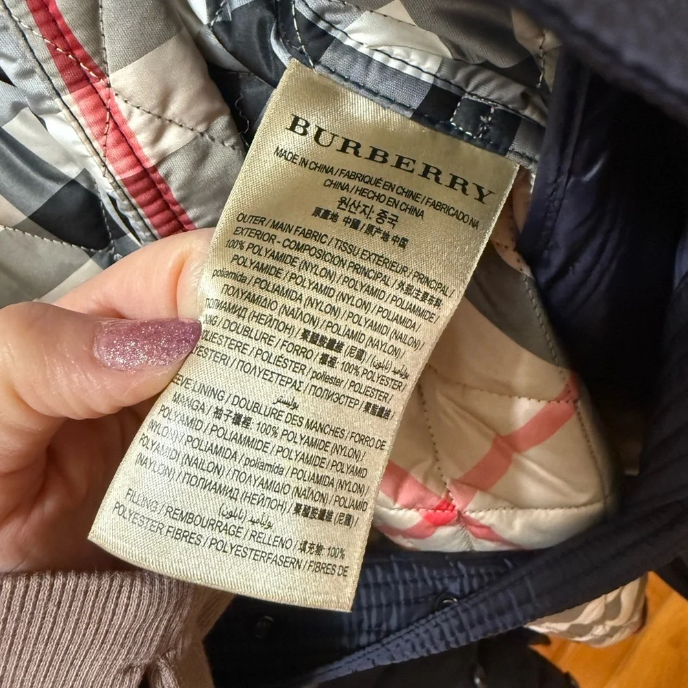 Burberry Quilted Navy Belted Trench Coat with Signature Lining - Picture 4 of 4